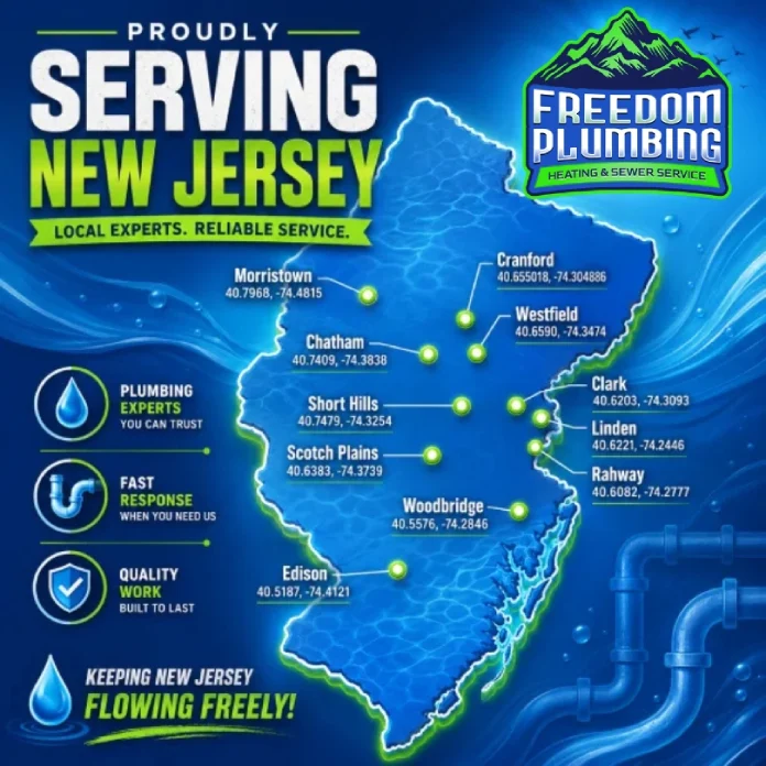 Freedom plumbing service area in New Jersey